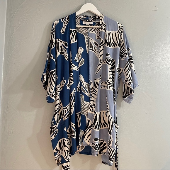 EMERSON FRY INDIA COLLECTION FETE KIMONO - ZEBRA LAPIS size S/XS - Picture 5 of 12